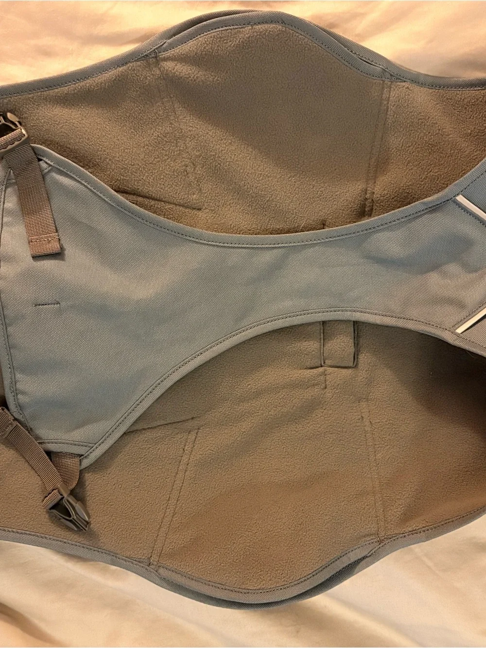Ruffwear Light Blue Dog Jacket with reflective Piping